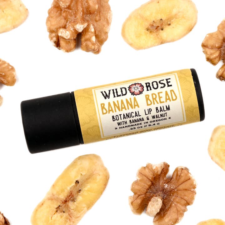 Baume à lèvres au pain banane pour la vente par Wild Rose Herbs
