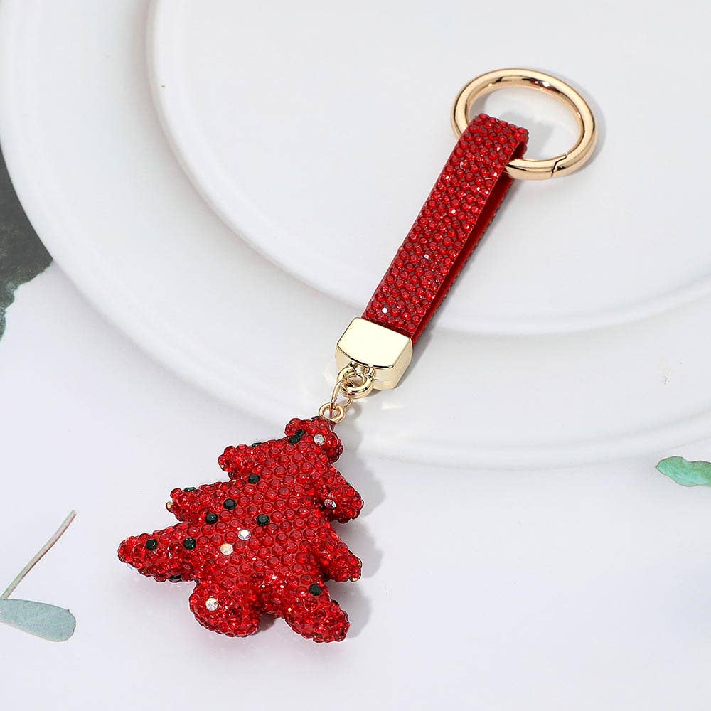 Sensibling Corp. - Wholesale Keychain - Women's - Bling Studded Christmas Tree Keychain Bag Charm3