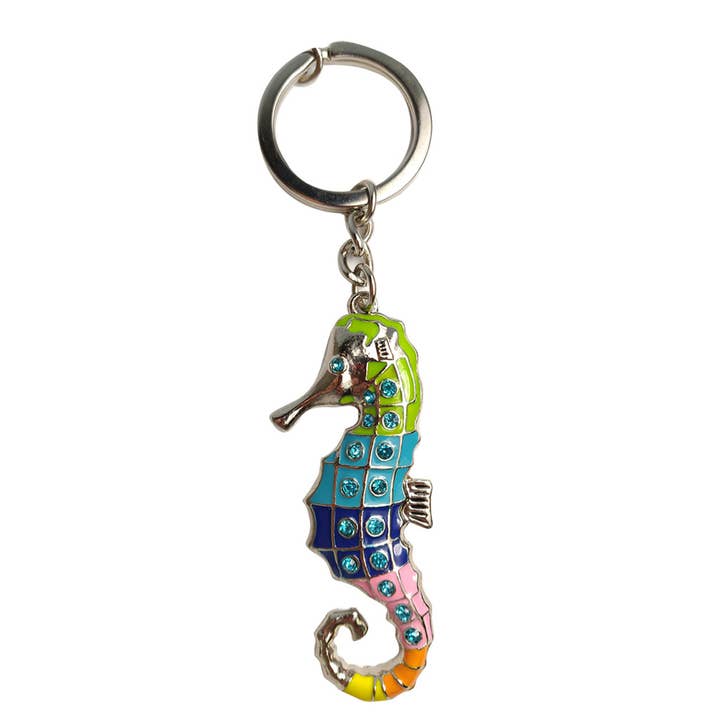 Llavero de metal con forma de caballito de mar con diamante para venta al por mayor de Sea Creations