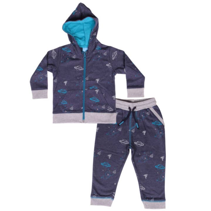 Space Print Zip Up 2 Piece Set - Baby for wholesale by Bear Camp