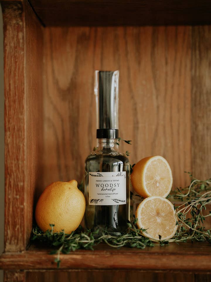 Fresh Lemon & Thyme Reed Diffuser for wholesale by Woodsy Homelife