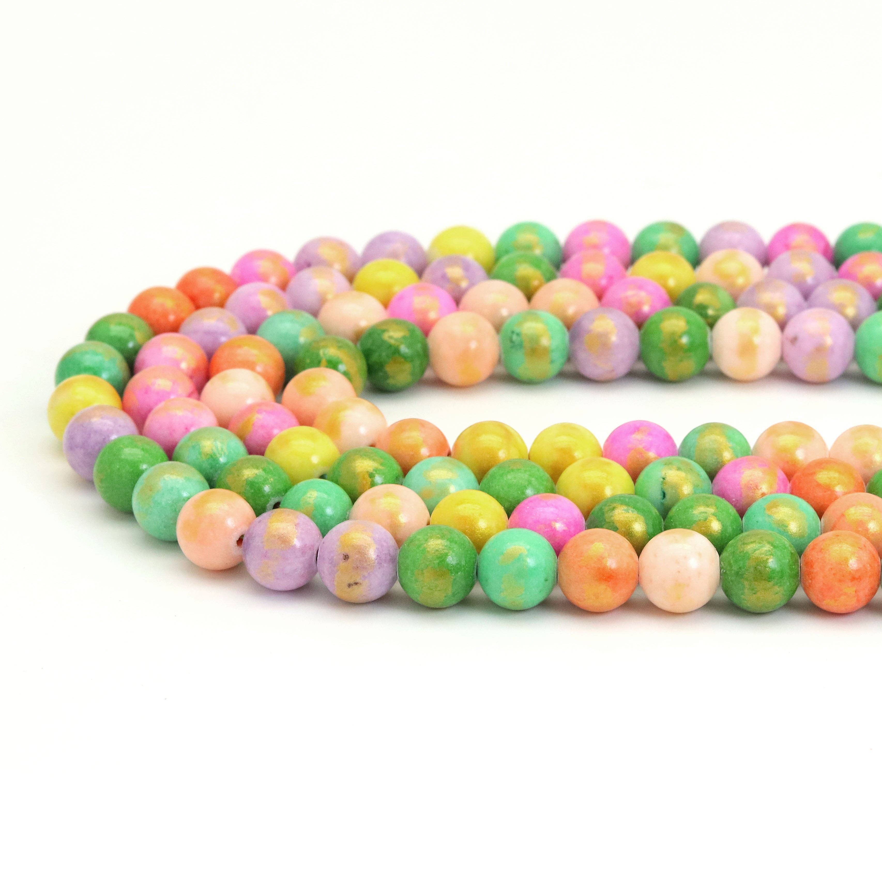 BestBeads&Beyond - Wholesale Beads - Jade with Golden Line Round Smooth Beads, Sku#U18901