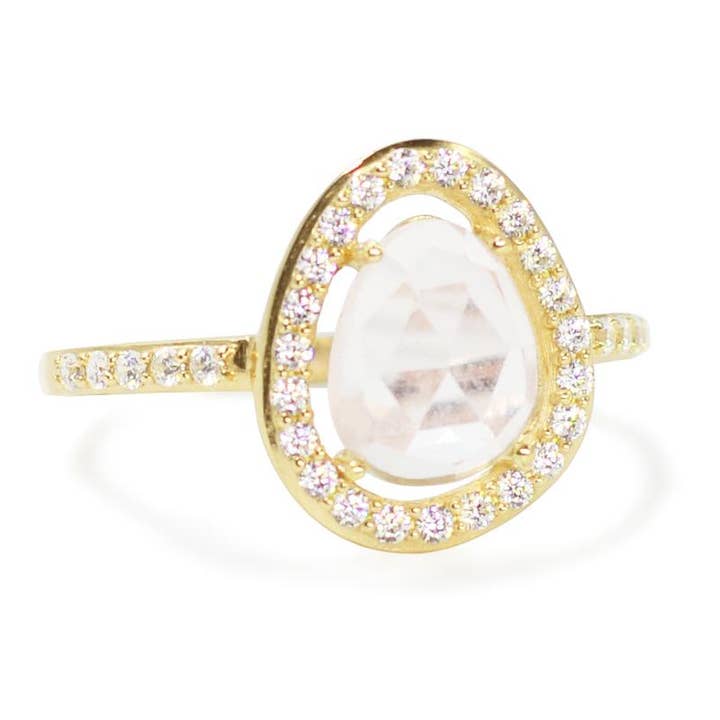 Deanna Quartz Floating Halo Ring for wholesale by Kamaria Jewelry