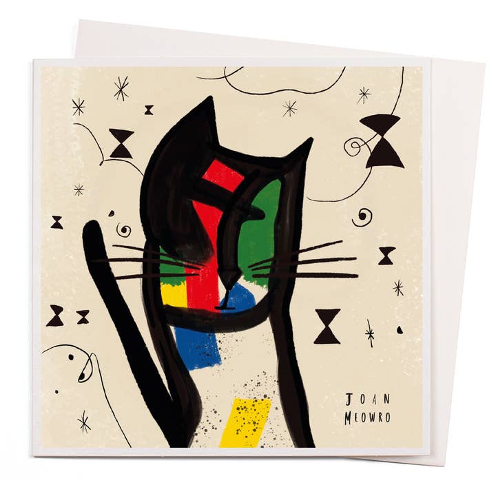 Nelson Line - Venta al por mayor Tarjetas de felicitación - Joan Meowro - Tarjeta artística del gato Joan Miró 6x6