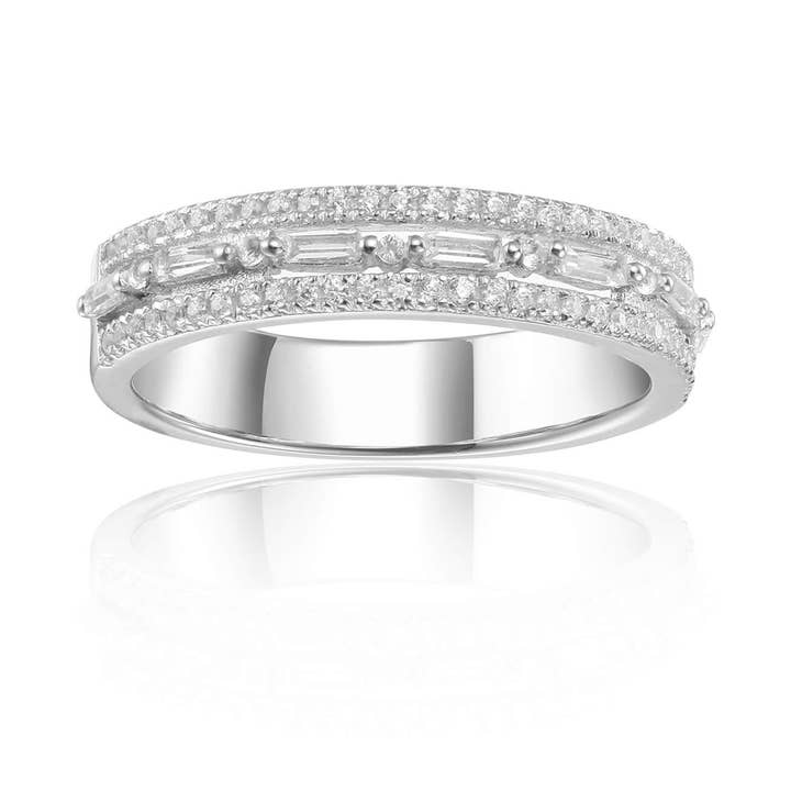 White Topaz Encrusted Baguette Ring for wholesale by FCJ Jewelry LLC