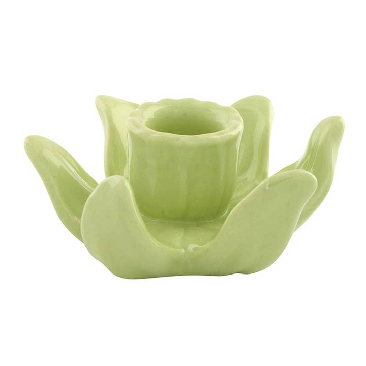 Green Blossom Taper Candle Holder for wholesale by 47th & Main (Creative Brands)