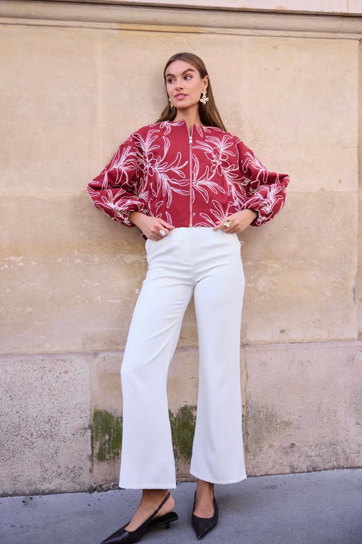 Frime - Wholesale Jacket - Women's - Embroidered jacket with puff sleeves - 56571