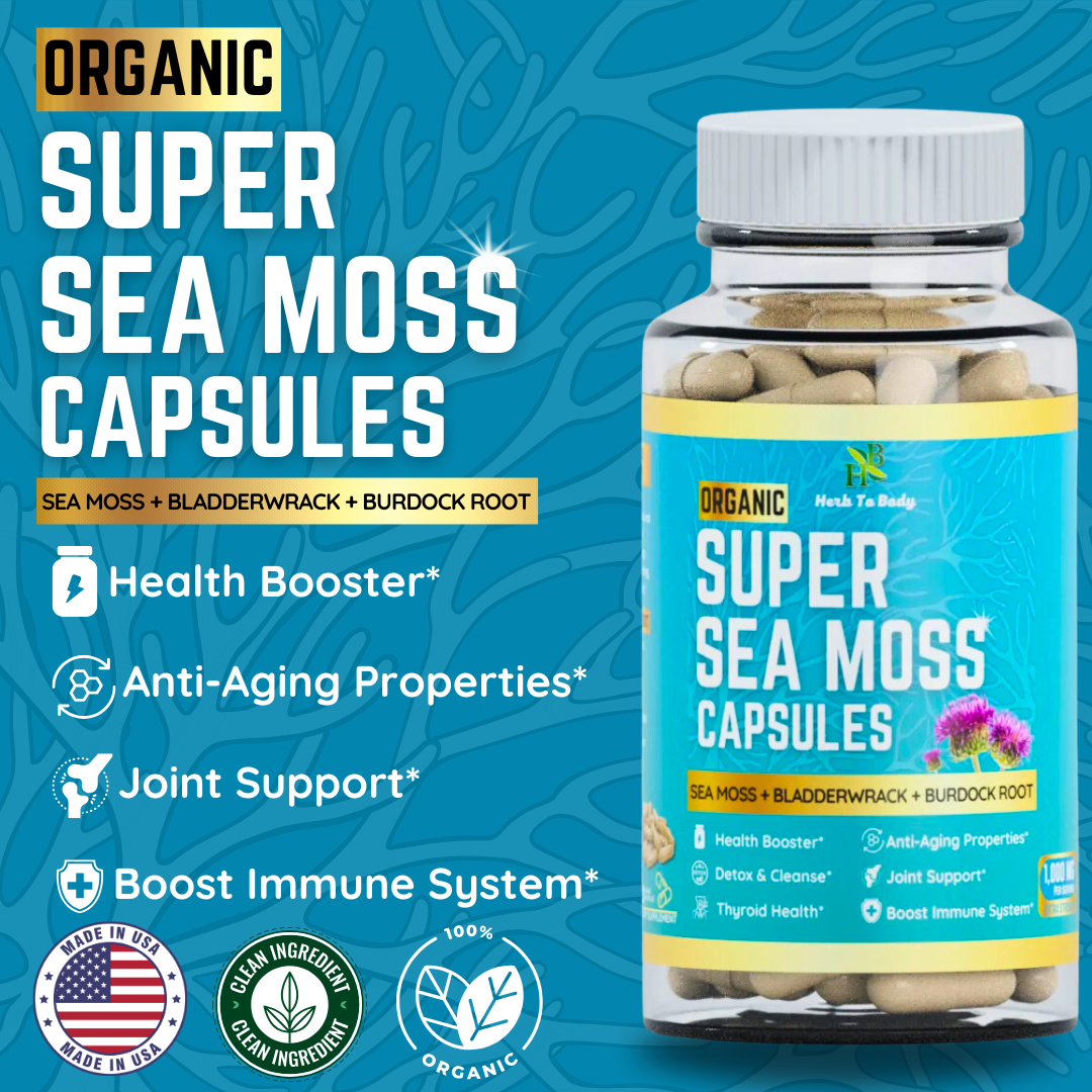Herb To Body - Wholesale Oral Supplement/Vitamin - Organic Super Sea Moss Capsules (60 Veg Capsules) 6