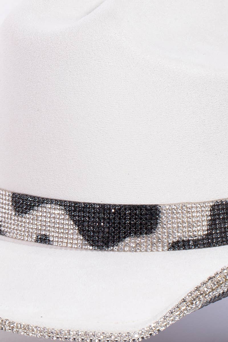 Collections by Fame Accessories - Wholesale Fedora - Dames - Rhinestone bezaaid koeienpatroon western cowboyhoed7