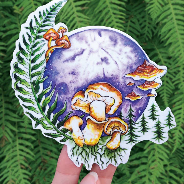 Crafted from Scratch - Vendita all'ingrosso Adesivo - Adesivo in vinile Matsutake Moon, motivo: felce a forma di fungo strega