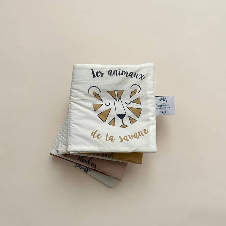 Livre d'éveil les Animaux de la Savane pour la vente par Carotte & Cie