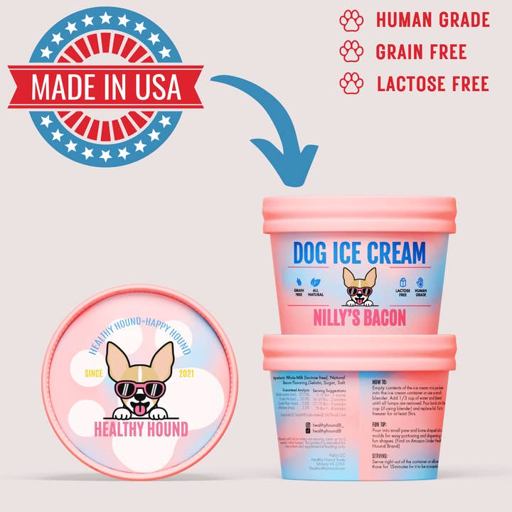 Healthy Hound – wholesale Pet treats – Dog – Human Grade Bacon Dog Ice Cream Mix