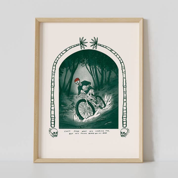 Solitude Biker | Art Print | Illustrated Print | MTB Art for wholesale by Lost Lines Studio