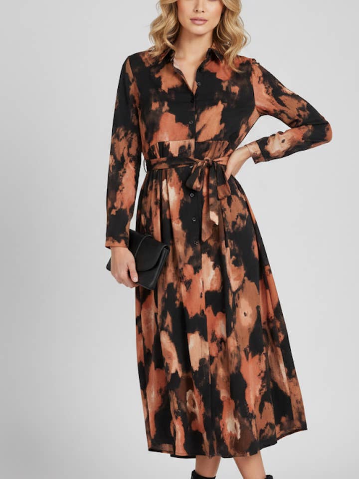 14372 Lange kjoler med print for engroshandel hos Lilie Rose