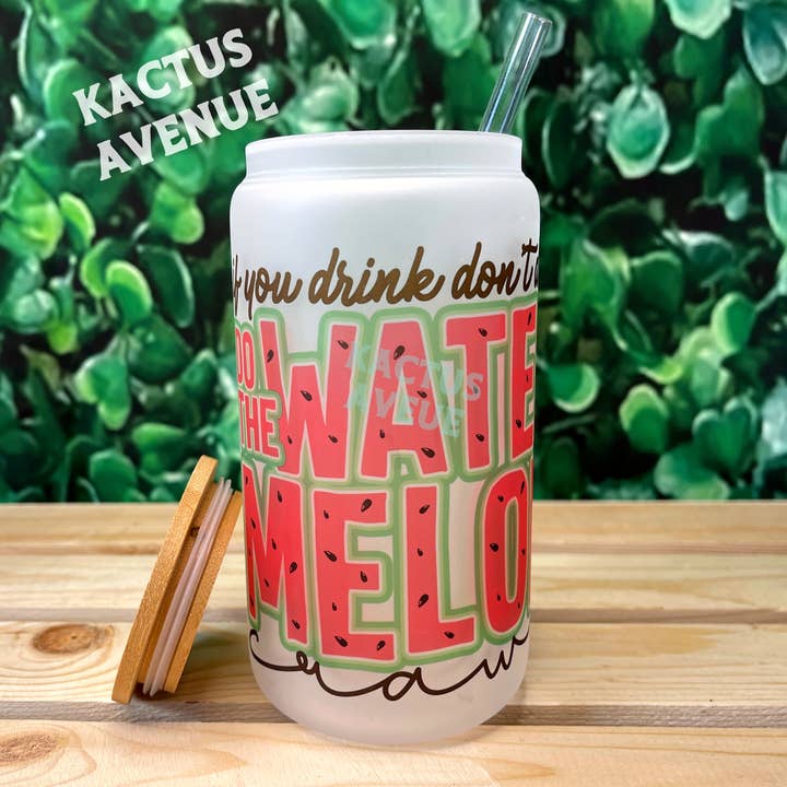 Watermelon Crawl Frosted Glass Can for wholesale by Kactus Avenue