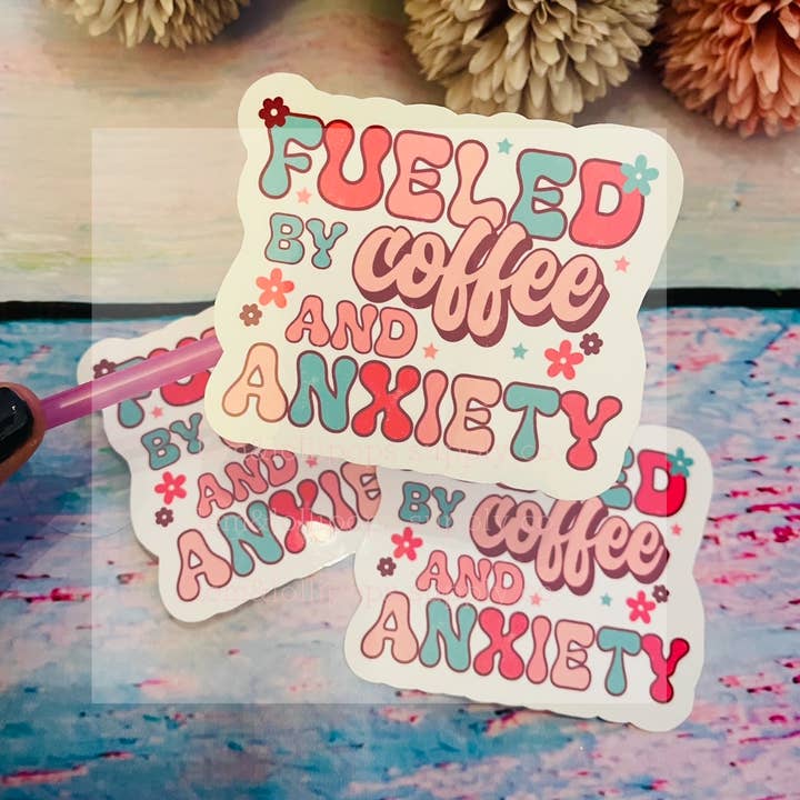 Fueled by Coffee and Anxiety Sticker for wholesale by Lem&Lollipops Supply Co. LLC