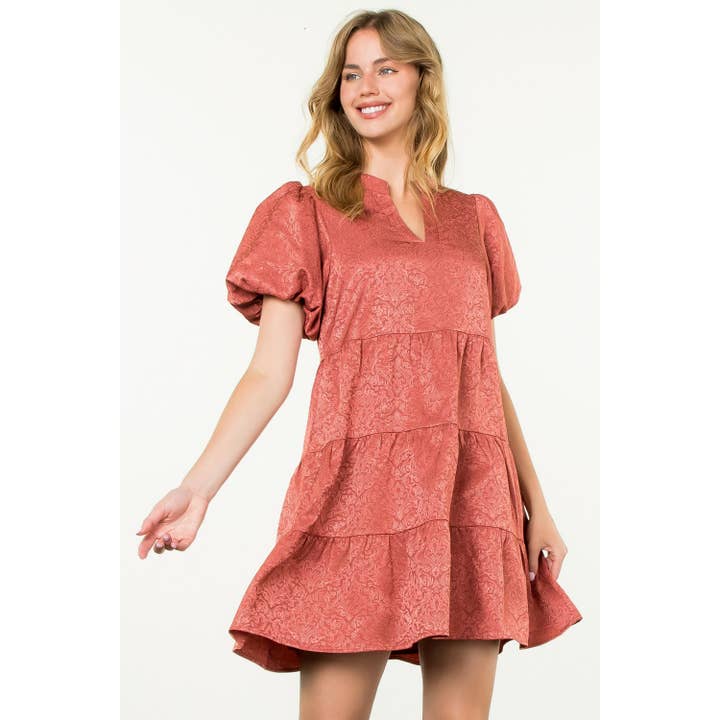 Puff Sleeve Jaquard Dress for wholesale by THML