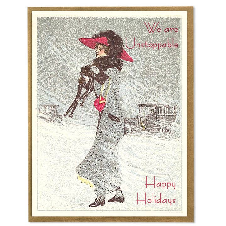 A Zillion Dollars - Venta al por mayor Tarjetas de Navidad - Somos imparables; Navidad feminista; fiesta feminista; tarjeta de Navidad divertida; Navidad nevada; Navidad femenina; derechos de las mujeres; feminismo