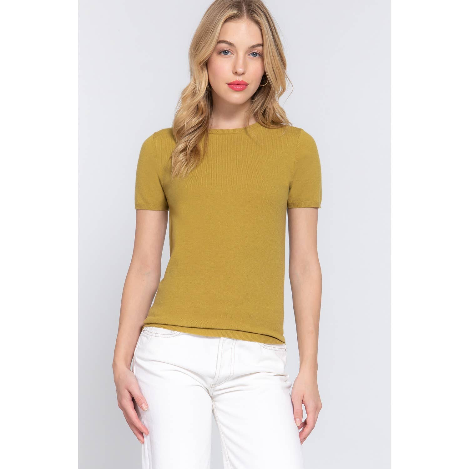 Apolline - Wholesale Knit Sweater - Women's - SHORT SLV ROUND NECK BASIC SPRING SWEATER10