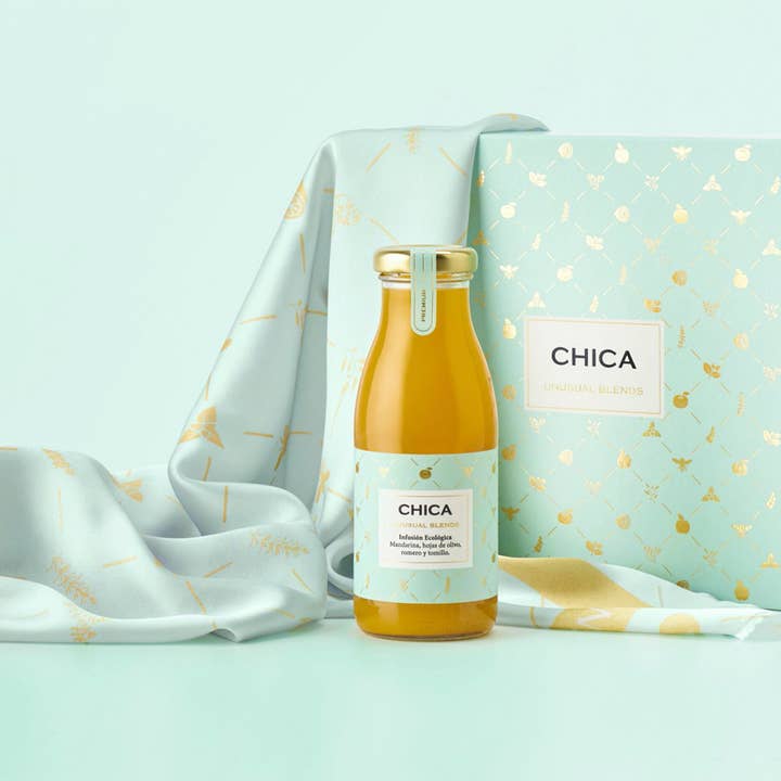 CHICA UNUSUAL BLENDS - Venta al por mayor Zumos/tónicos saludables - MANDARINA, HOJAS DE OLIVO, ROMERO Y TOMILLO ESTUCHE REGALO2