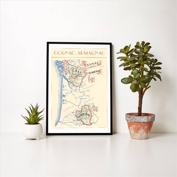 Found Image Press – wholesale Konsttryck – Konsttryck BV-191 Karta över Cognac-Armagnac-regionen1