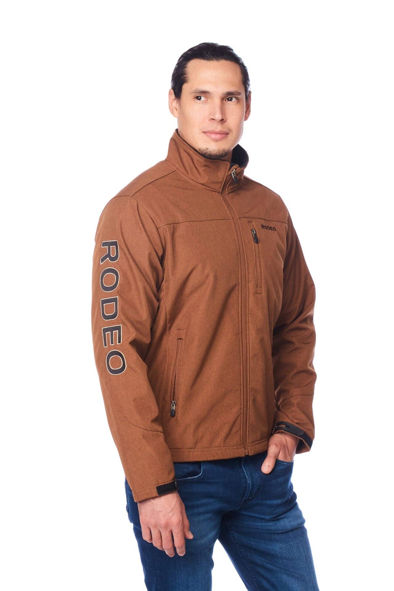 Rodeo Clothing - Wholesale Jacket - Men's - EMBROIDERY SOFTSHELL-COGNAC-BLACK1