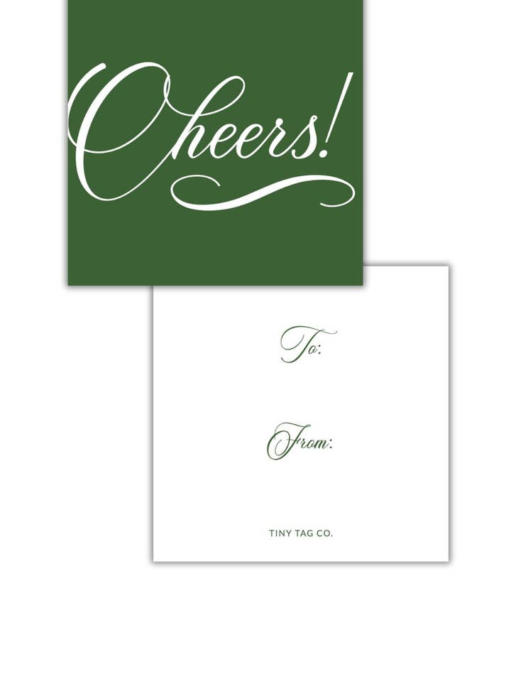 Hunter Green Cheers Gift Tag for wholesale by Tiny Tag Co.