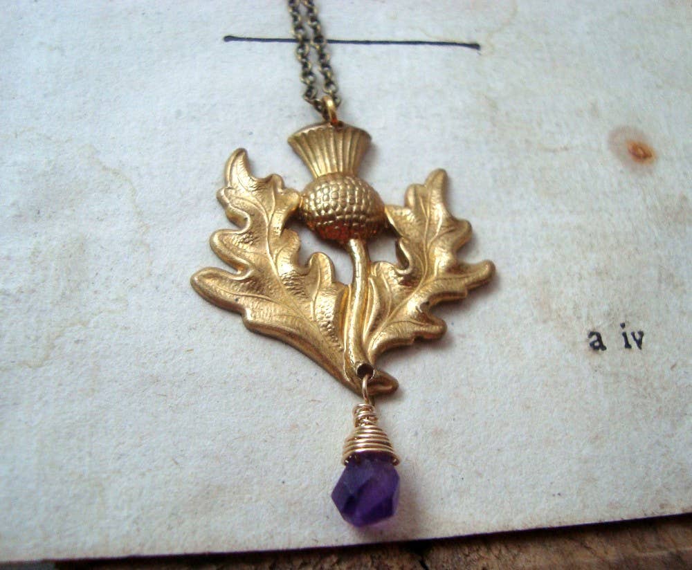 Fuchsia Bloom Studio - Wholesale Pendant/Charm Necklace - Scottish Thistle Necklace With Amethyst3