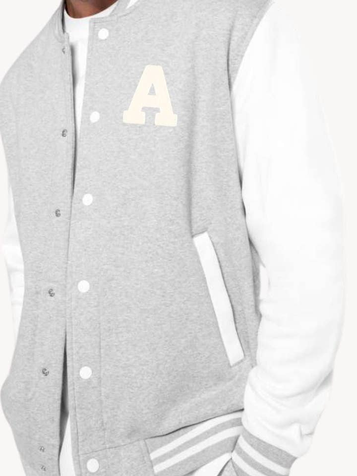COLLEGE JACKET GRAY | MINI INITIAL TERRY for wholesale by Anitials