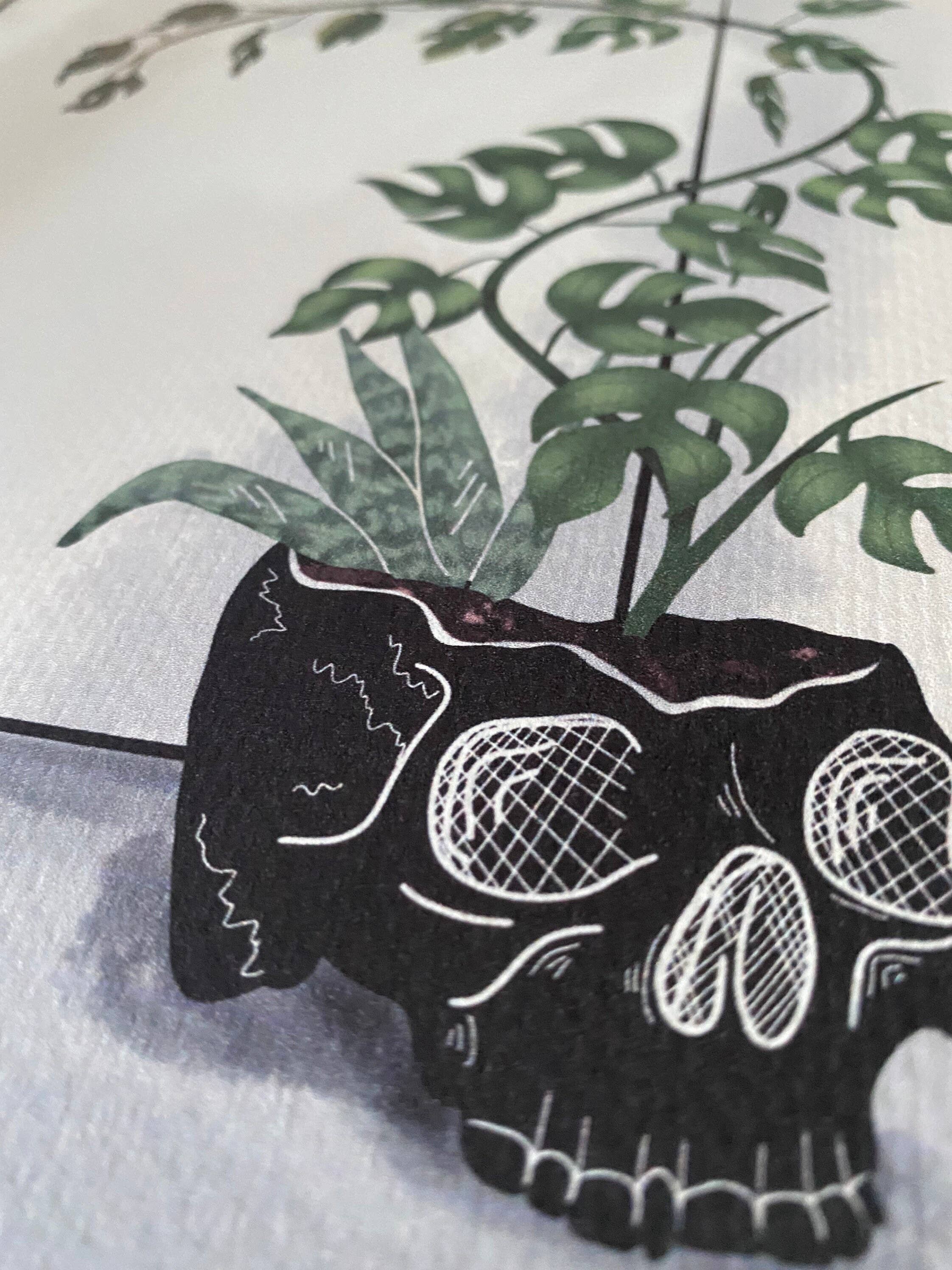 Jessi's Messes - Wholesale Art Print - Skull Planter Art Print1