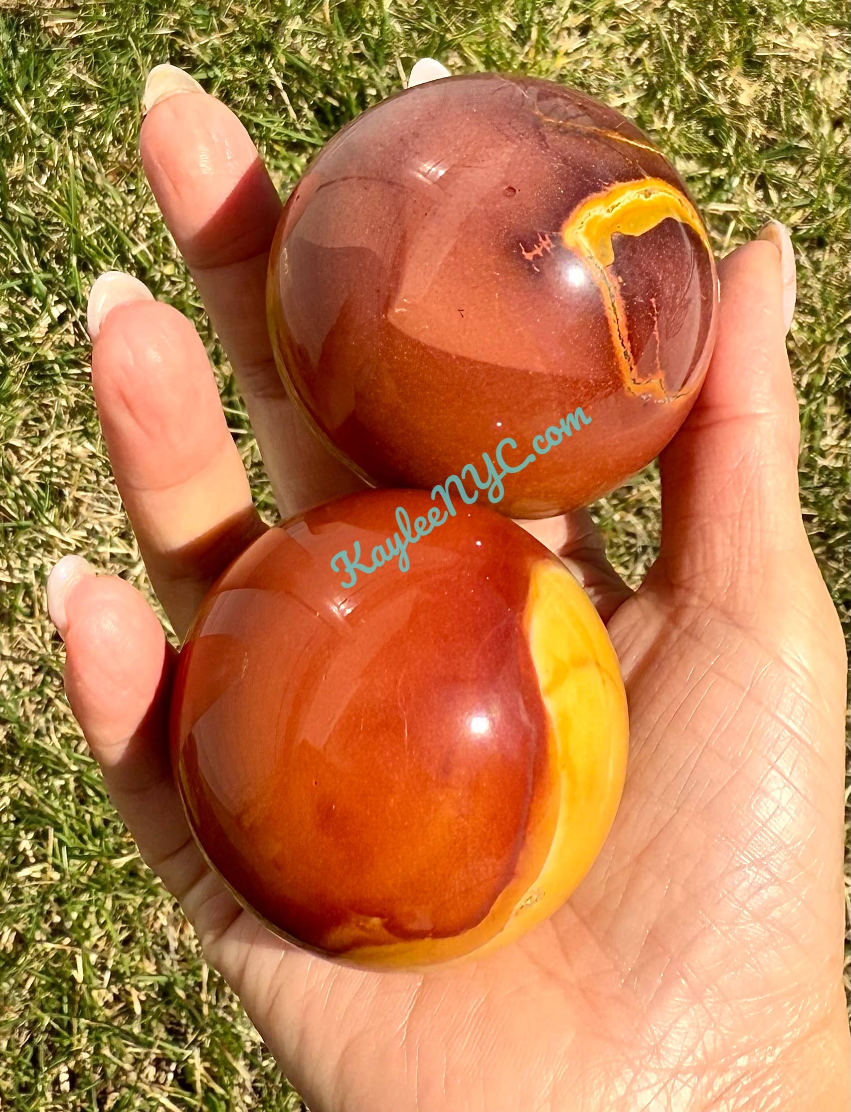 KayleeNYC - Wholesale Spiritual Stone/Crystal - 4-6 Pcs Natural Mookaite Sphere Crystal 2.9-3 lbs5