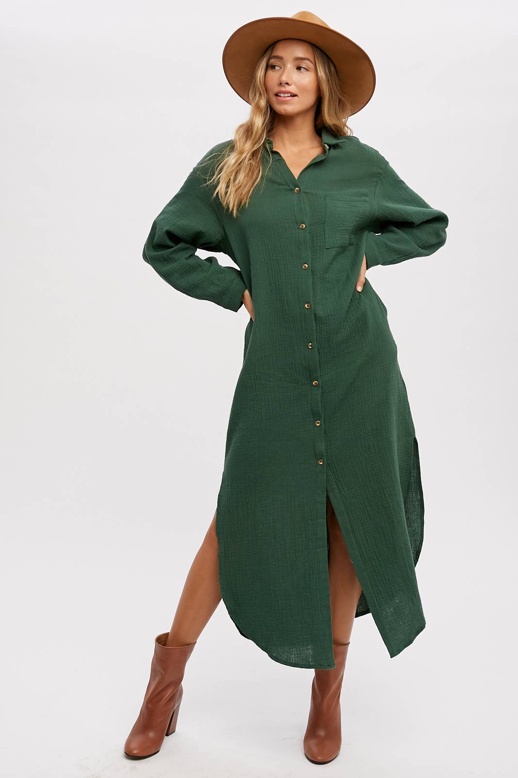 Bluivy - Wholesale Dress - Women's - BUTTON UP MAXI SHIRT DRESS WITH POCKET51