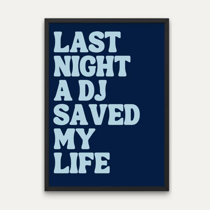 Last Night A Dj Saved My Life Lyrics Print - Colorful Wall for wholesale by Littlepapertrailco