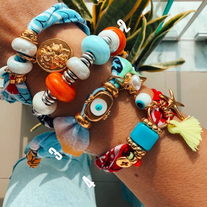 Goupi - Venta al por mayor Pulsera de cuentas - Pulseras de bandana de verano con dijes dorados y plateados1