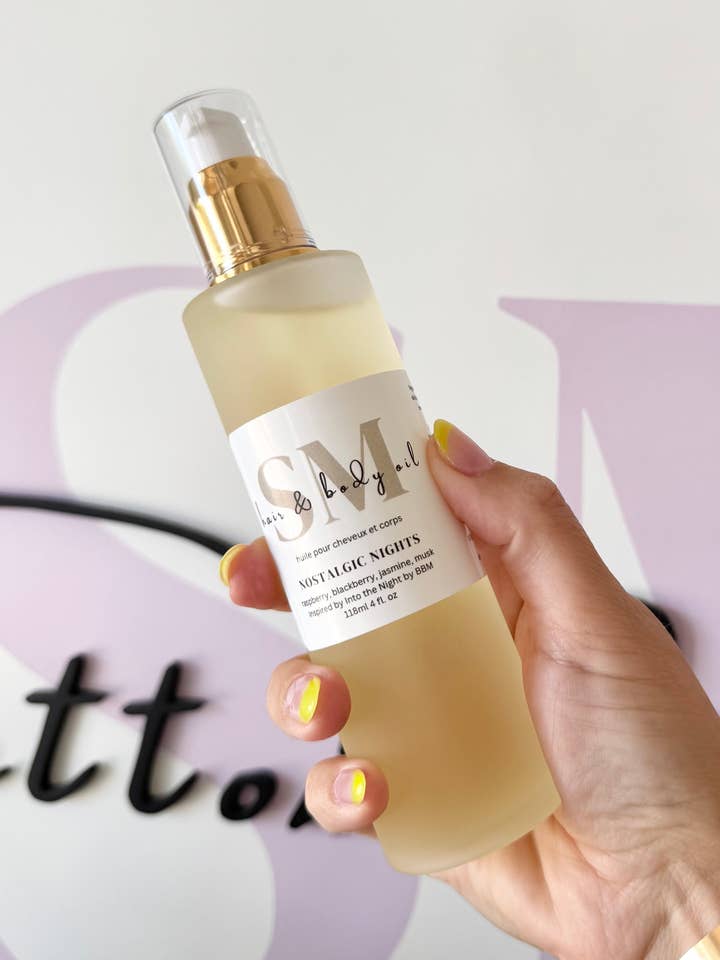 Nostalgic Nights hair & body oil for wholesale by Sutton Michelle Designs