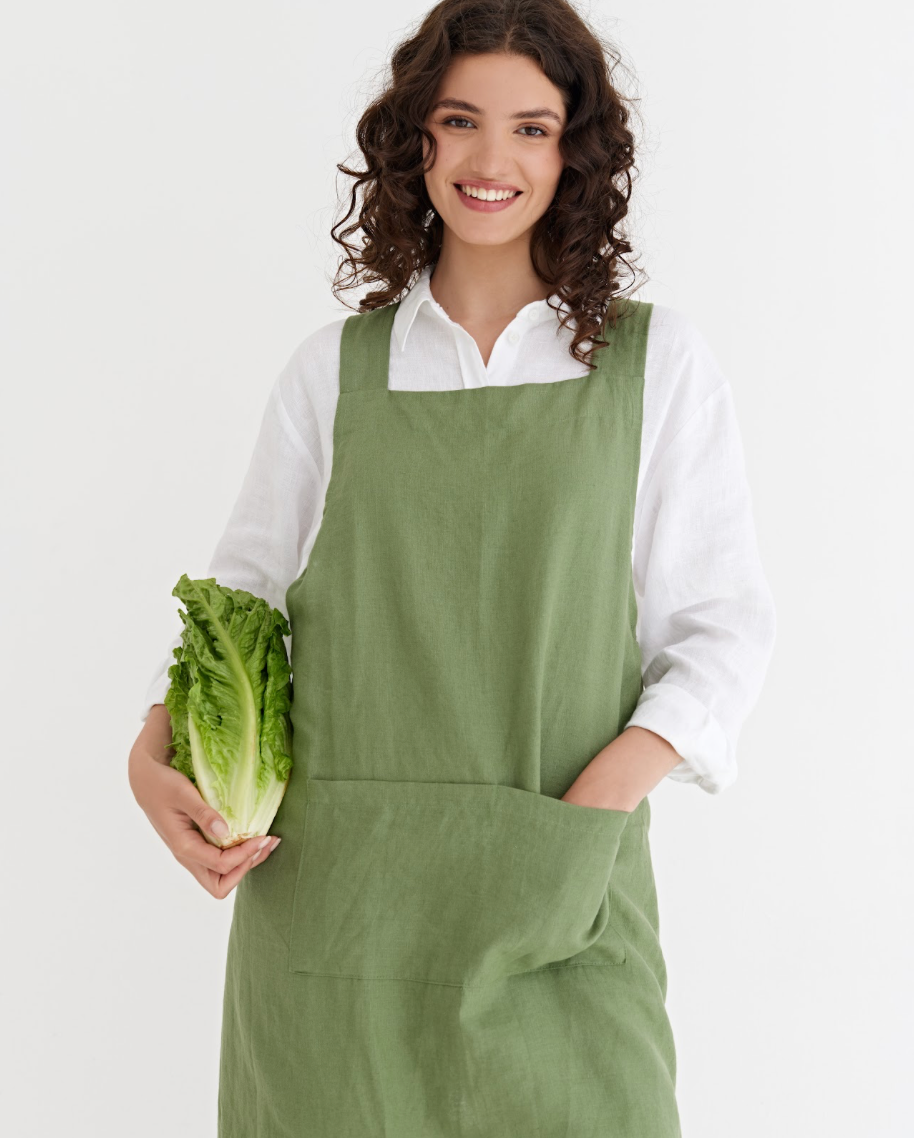 MagicLinen (We handle U.S. import procedures for you) - Wholesale Apron - Pinafore cross-back linen apron in various colors2