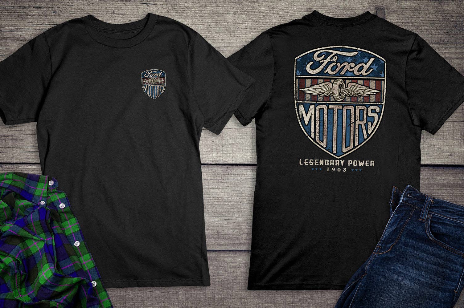 Artopia - Wholesale Screen Printed T-Shirt - Unisex - Ford Motor Company, Vintage Ford Motors T-Shirt2