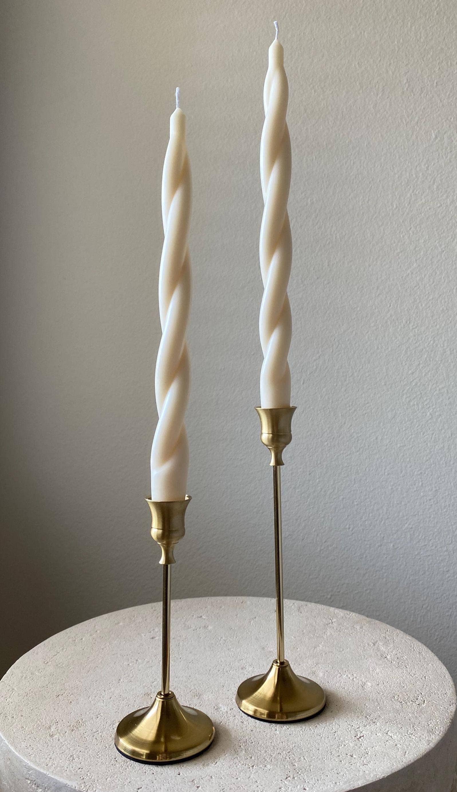 MikuniCandle - Wholesale Tapered Candle/Candlestick - Twisted Taper Soy Wax Candle Set Of 2 For Dining1