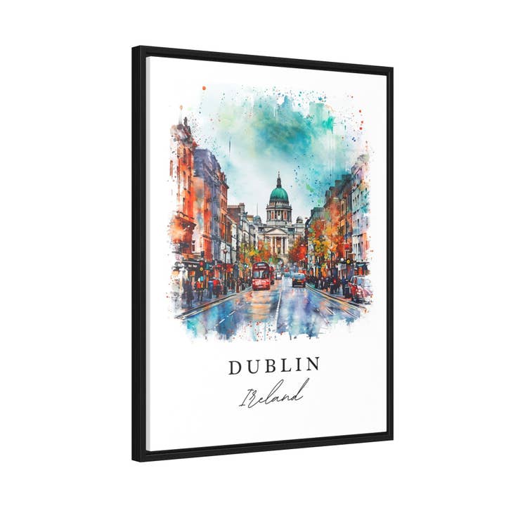 Premium Travel Art - Wholesale Art Print - Dublin Ireland watercolor travel art - Irish Art, Dublin print, Wedding gift, Birthday present, Custom Text, Perfect Gift5