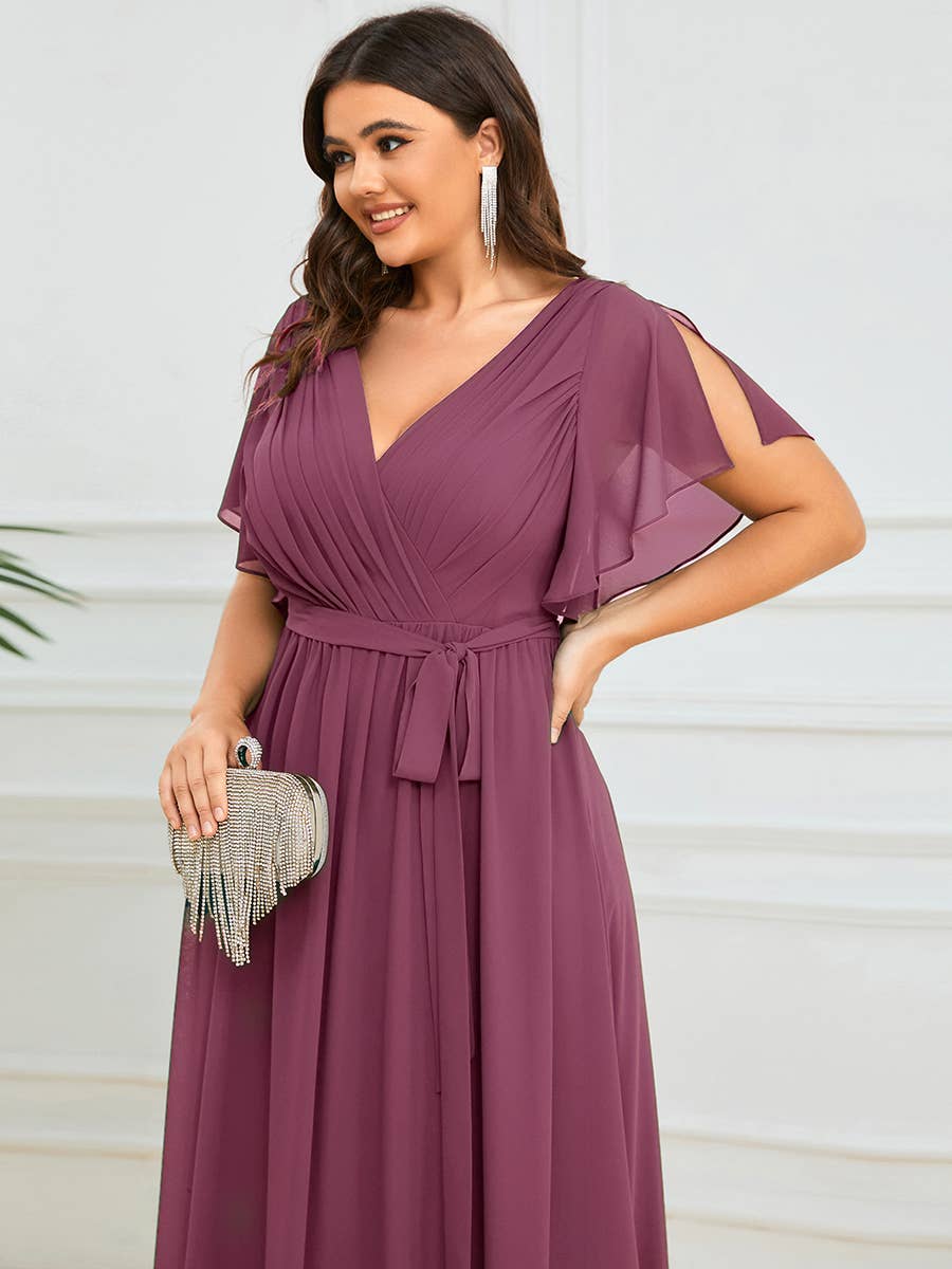 Ever-Pretty - Vente Robe – femme - Robes de soirée à volants à manches courtes exclusives B2B21
