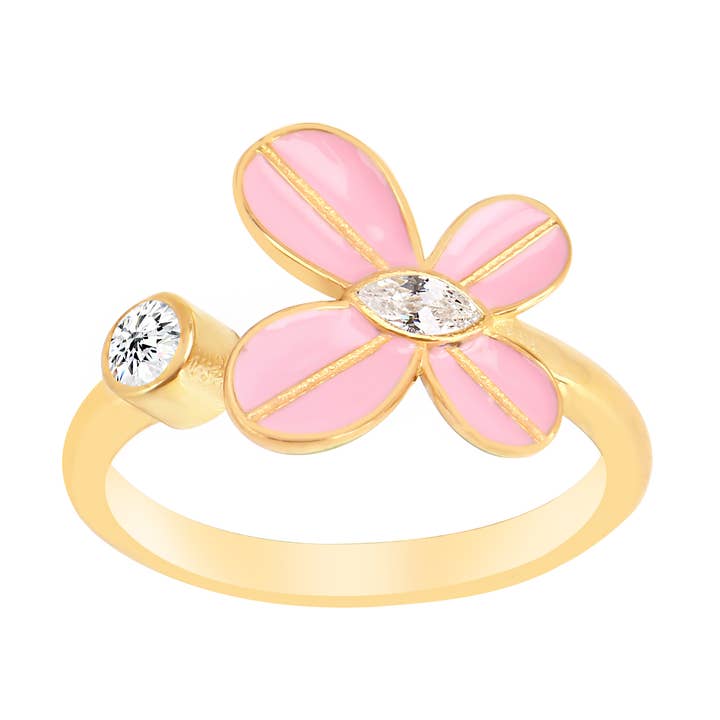 Pink Butterfly Adjustable Ring for wholesale by Gabi Rielle Jewelry