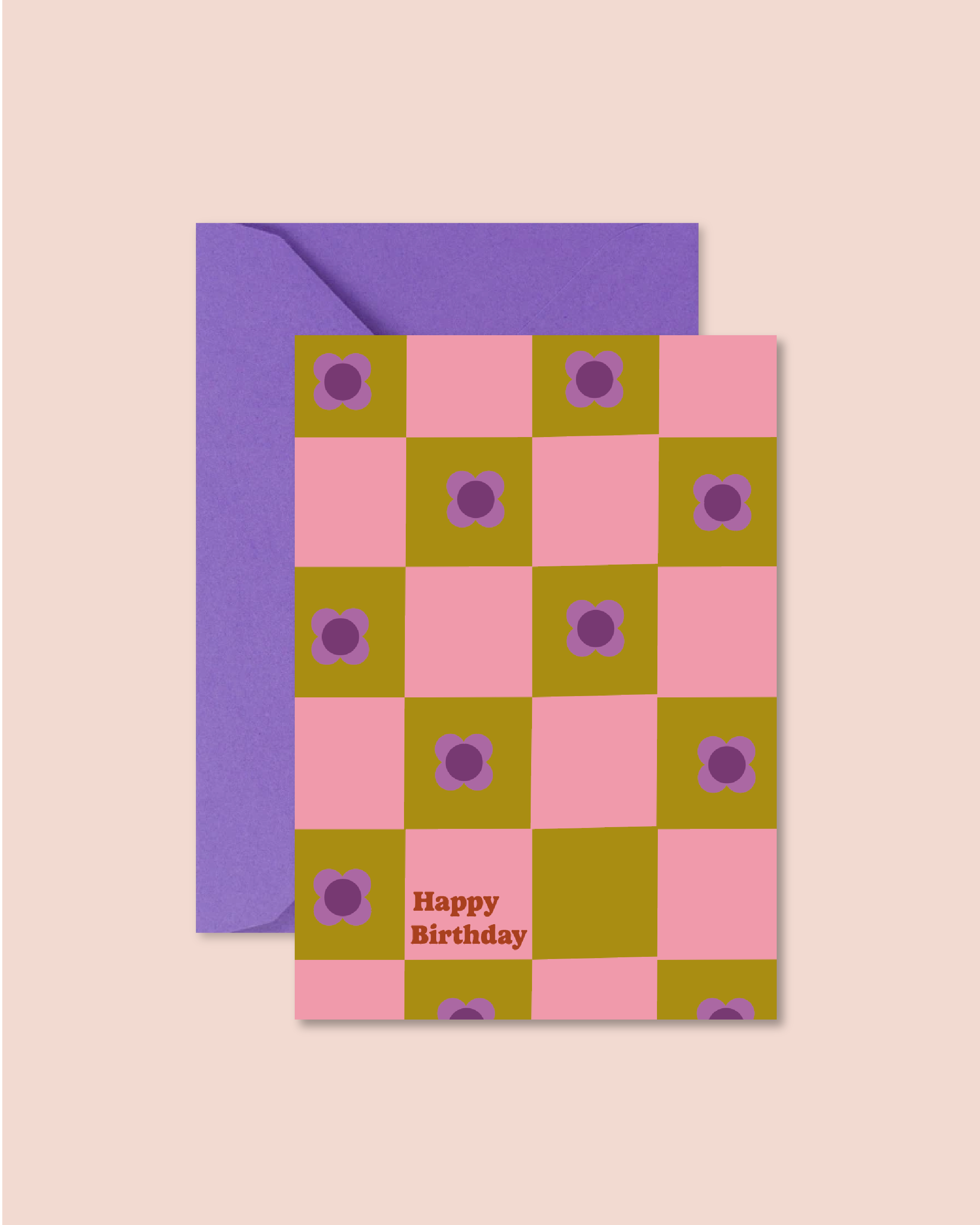 Ma Petite Vie - Wholesale Birthday Card - "Birthday" card - Happy birthday pink & green tiles0
