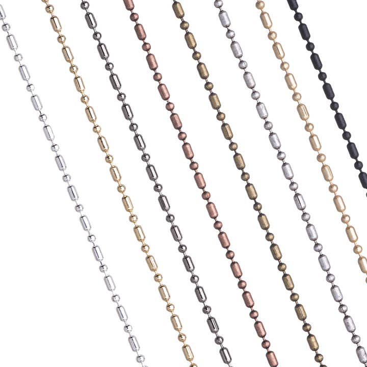 Catena a Sfera con Trattino a Puntini Piccoli da 1mm - Realizzata in Ottone - Venduta al Metro - CH-901 per la vendita all'ingrosso da parte di Continental Beads