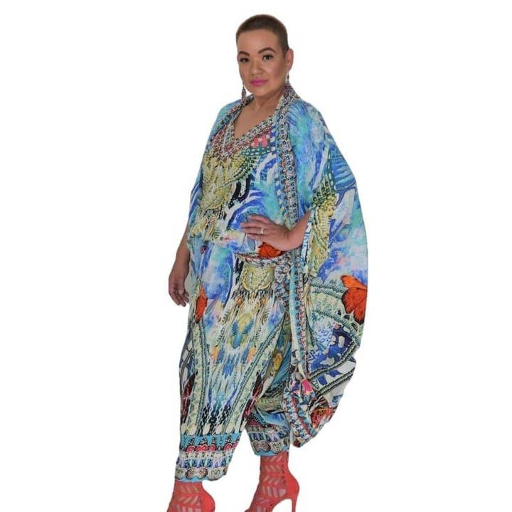 Kaftans that Bling – Engroshandel Bukser - Dame – Paradise blå silke harembukser