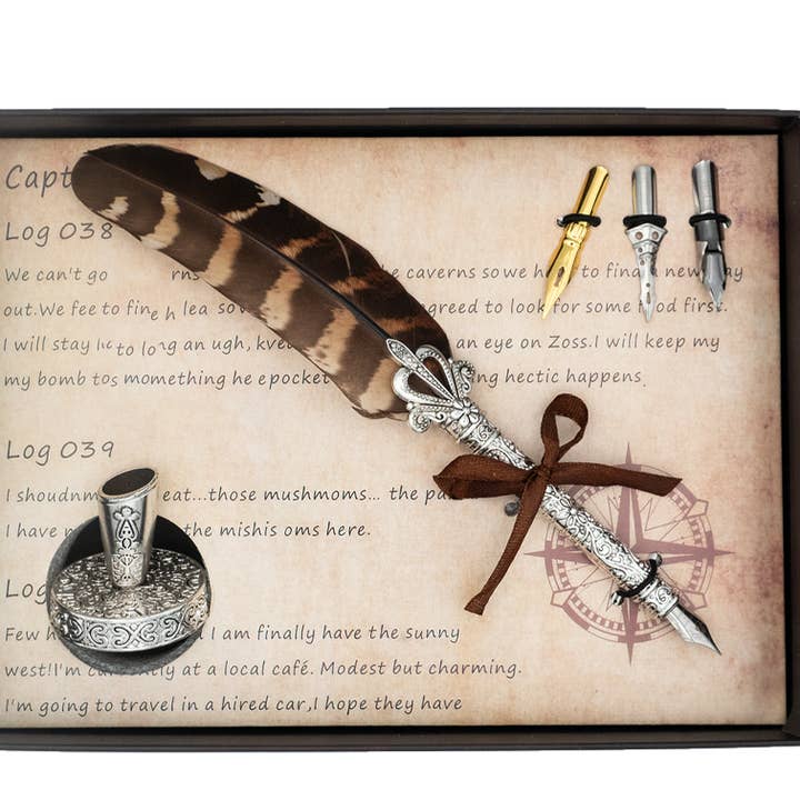 Gåvopaket med fjäderpenna, ställ och 3 spetsar - Kaffe för wholesale av Mad Witch Ltd