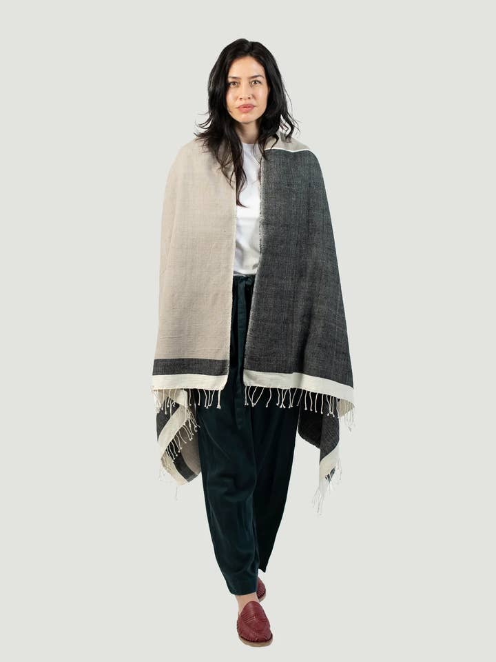 Insect-Repellent Throw — Laurel in Black and Tan for wholesale by Shoo for Good