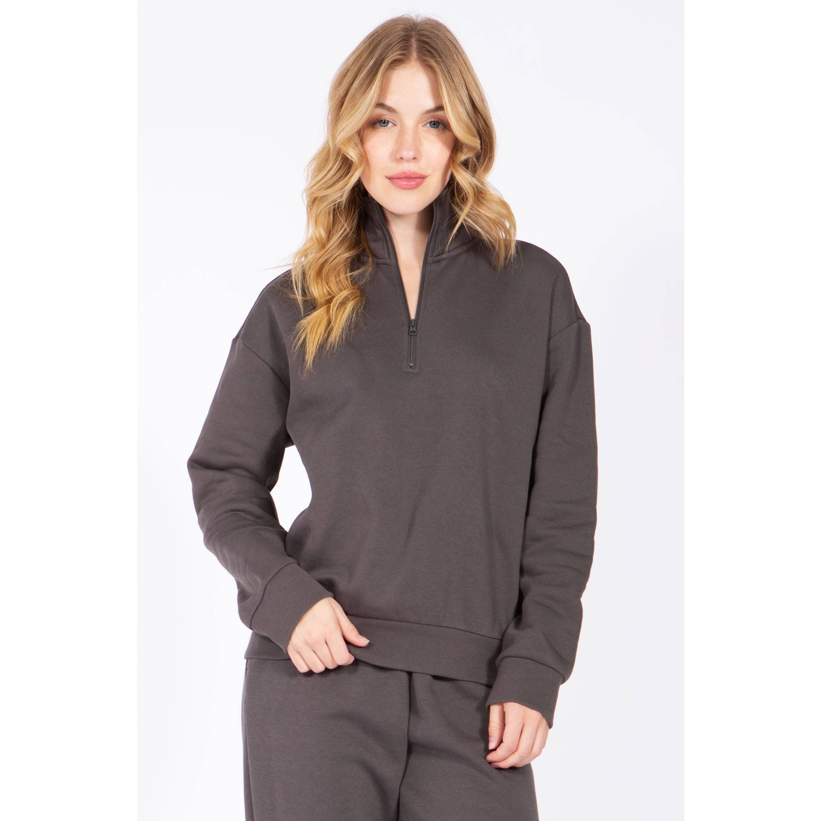 Timeless - Wholesale Sweatshirt - Women's - Zip Fleece Pullover Long Sleeve Sweatshirt Top6