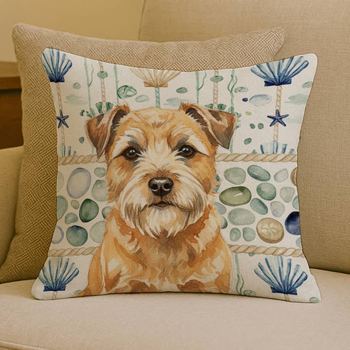 Coussin en verre de mer côtier Wheaten Border Terrier 18x18 WDK69 pour la vente par Caroline's Treasures