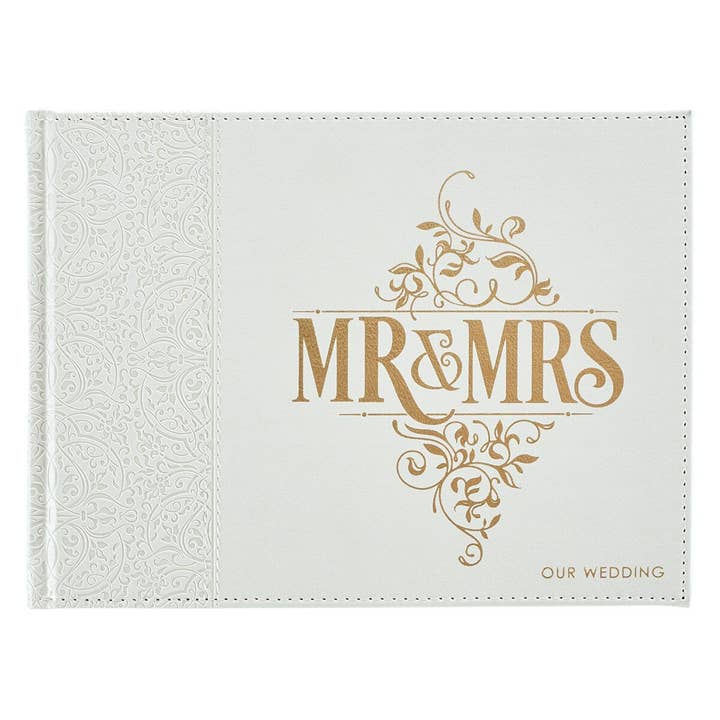 Guest Book White/Gold Mr. & Mrs. Our Wedding for wholesale by Christian Art Gifts