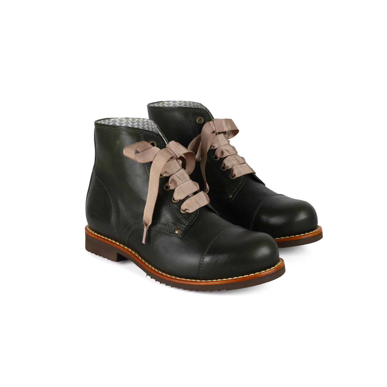GREEN BOOTS - Vente Rangers/chaussures militaires – femme - Botte Oslo verte en cuir végétal1